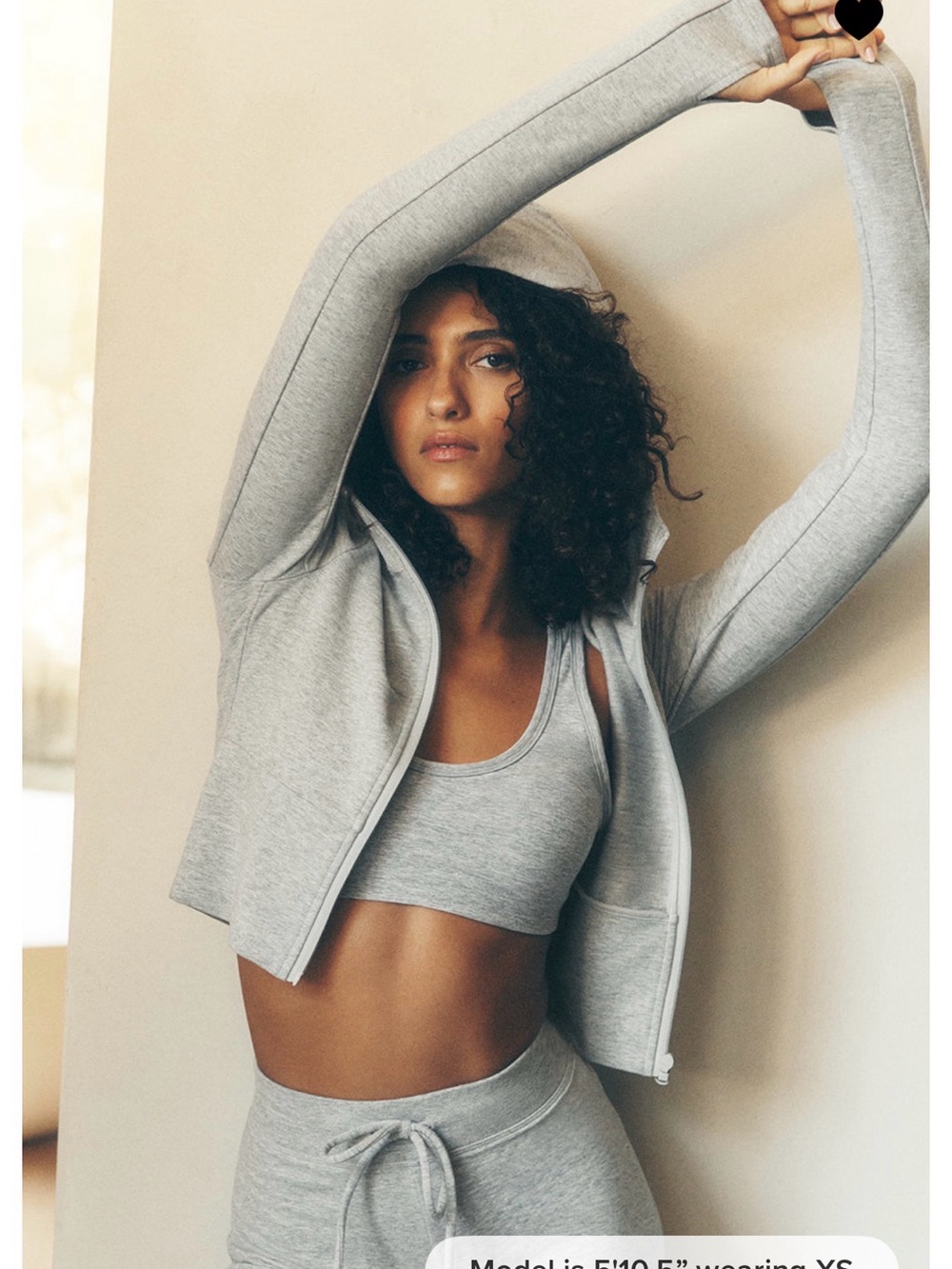 ALO Yoga Light Gray Cropped Zip Hoodie